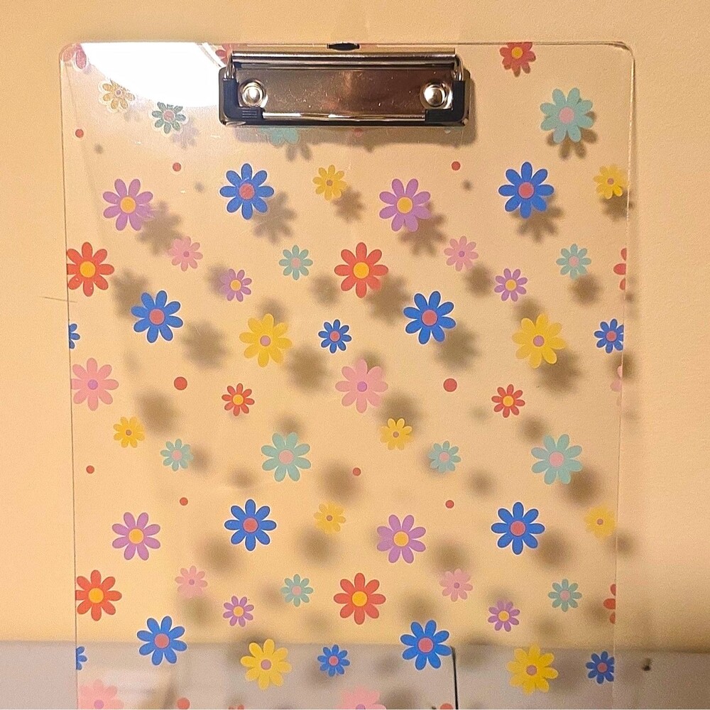 Floral Pattern Clipboard Document Holder with Metal Clip, Copy & Document Holder